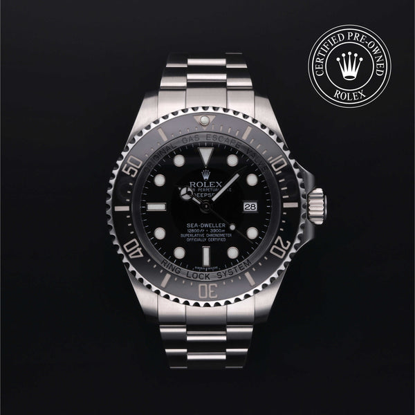 Rolex Certified Pre-owned Sea-Dweller M116660-0001 front on black background