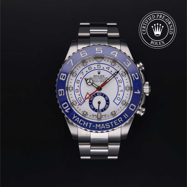 Rolex Certified Pre-owned Yacht-Master M116680-0002 front on black background