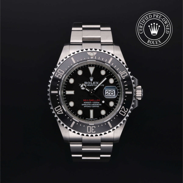 Rolex Certified Pre-owned Sea-Dweller M126600-0001 front on black background