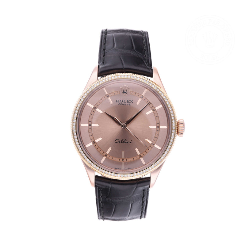 Rolex Certified Pre-owned Cellini M50605RBR-0008 front on white background
