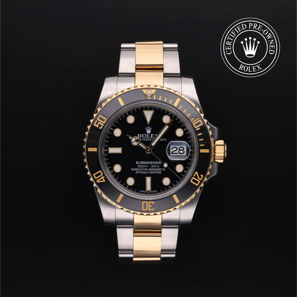Rolex Certified Pre-owned Submariner M116613LN-0001 front on black background