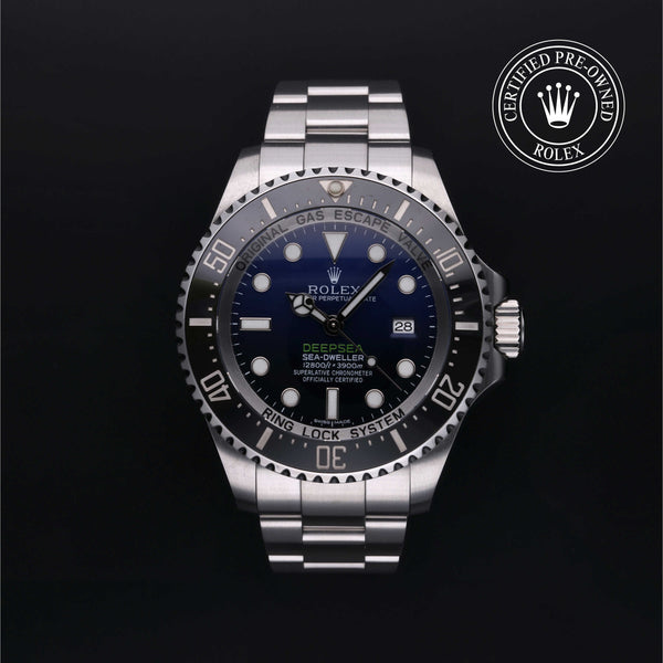 Rolex Certified Pre-owned Sea-Dweller M116660-0003 front on black background