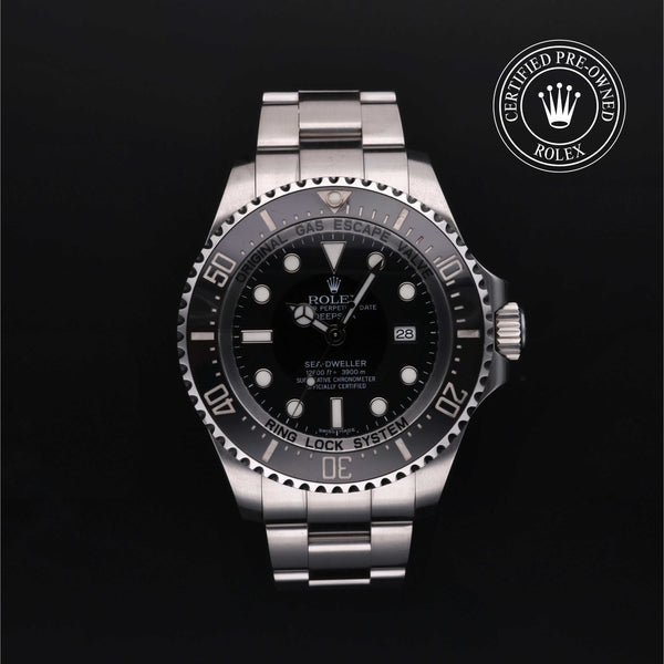 Rolex Certified Pre-owned Sea-Dweller M116660-0001 front on black background