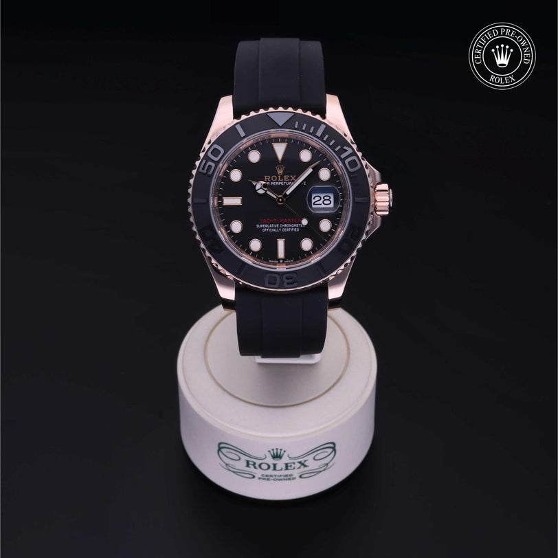 Rolex Certified Pre-owned Yacht-Master M126655-0001 front on black background