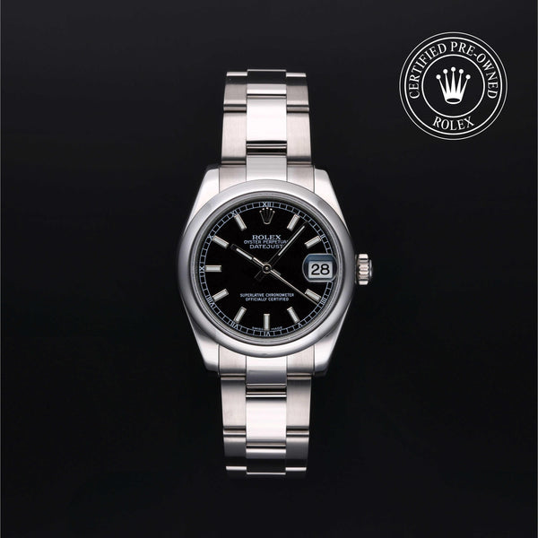 Rolex Certified Pre-owned Lady Datejust M178240-0025 front on black background