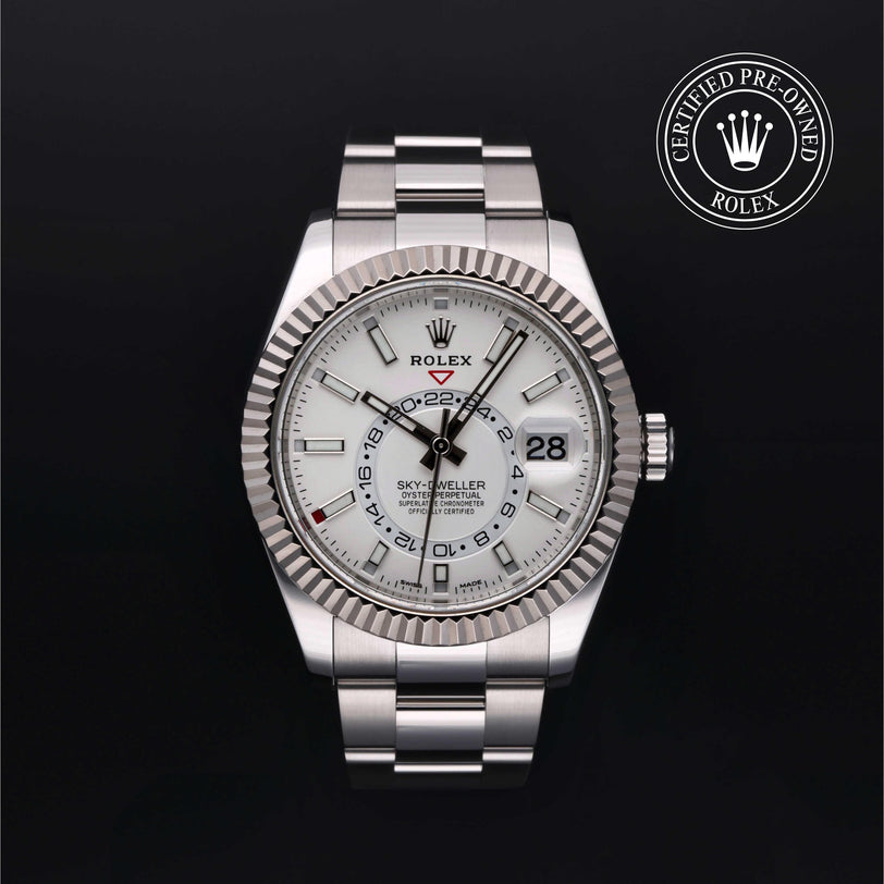 Rolex Certified Pre-owned Sky-Dweller M326934-0001 front on black background
