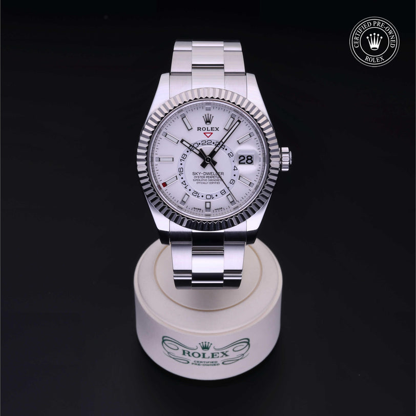Rolex Certified Pre-owned Sky-Dweller M326934-0001 front on black background