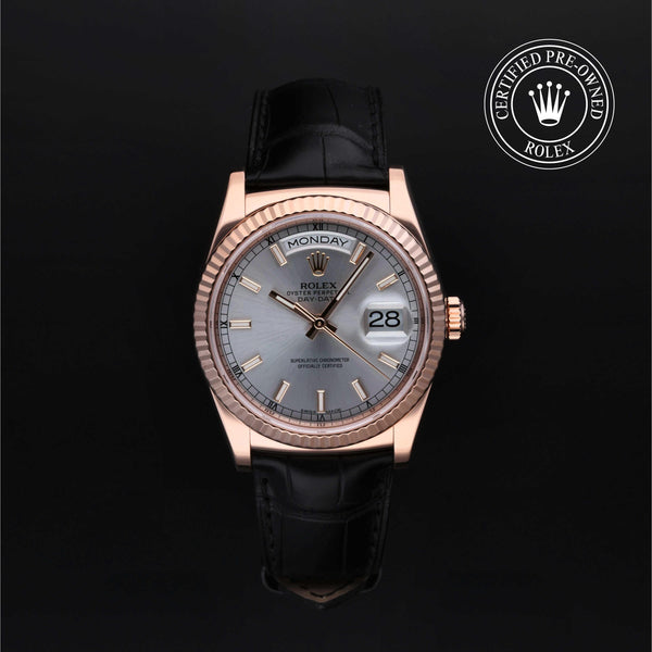 Rolex Certified Pre-owned Day-date M118135-0005 front on black background