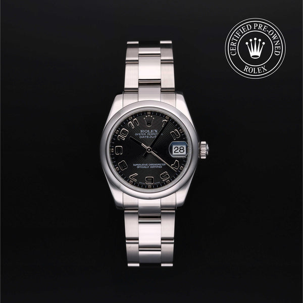 Rolex Certified Pre-owned Lady Datejust M178240-0011 front on black background