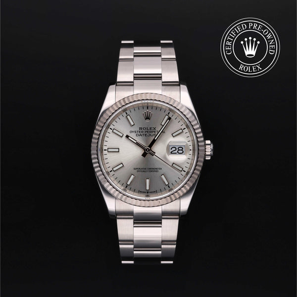 Rolex Certified Pre-owned Datejust M126234-0014 front on black background
