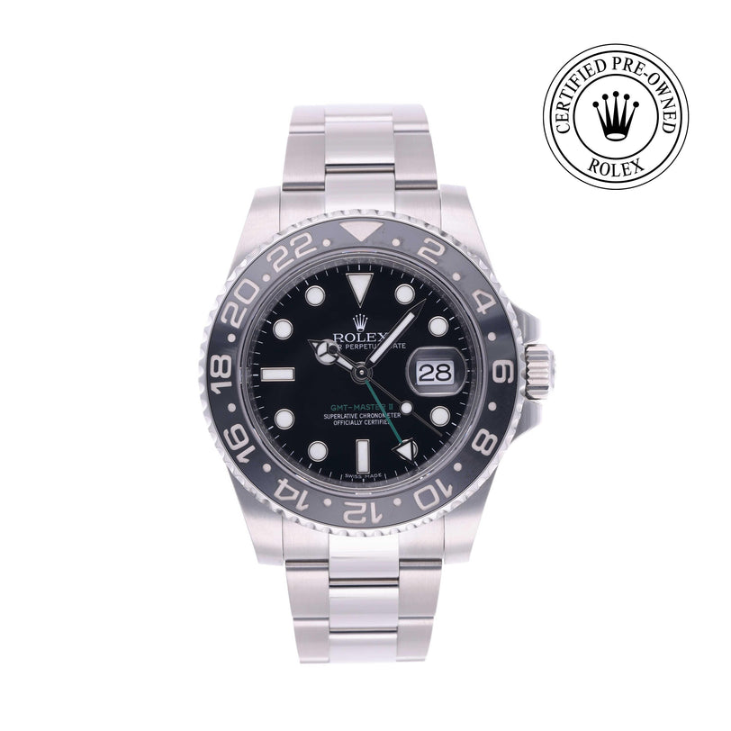 Rolex Certified Pre-owned GMT M116710LN-0001 front on white background
