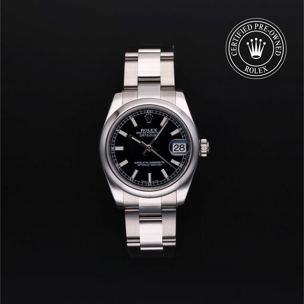Rolex Certified Pre-owned Lady Datejust M178240-0025 front on black background