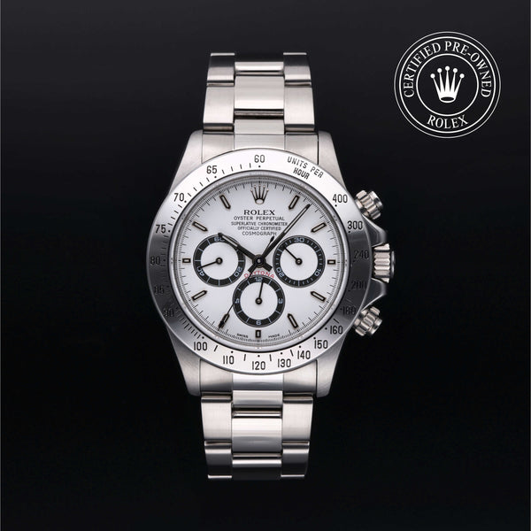 Rolex Certified Pre-owned Daytona M16520-0001 front on black background