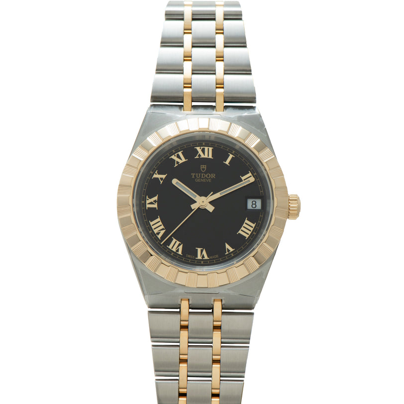 Royal | 34mm, Steel & Gold, Black Dial