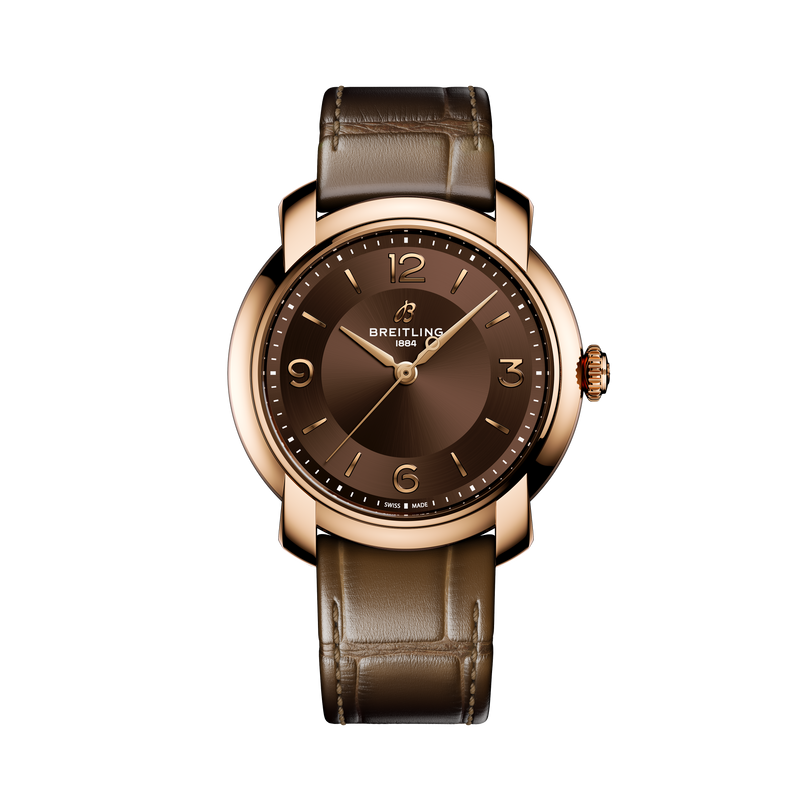 Front face of Breitling Lady Premier 36 with brown strap