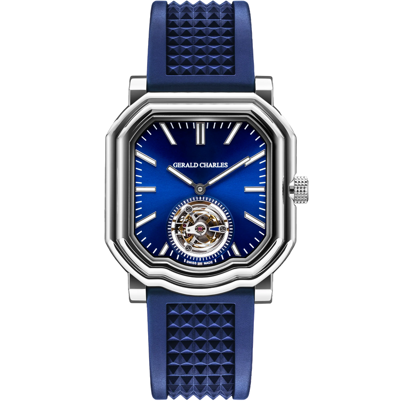 Gerald Charles 9.0 Tourbillon watch with blue dial and blue rubber bracelet