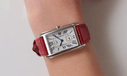 Longines DolceVIta watch with a brown leather strap