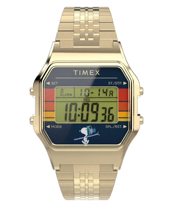 Peanuts® x Timex T80 Snoopy Ski 34.5mm Stainless Steel Bracelet Watch