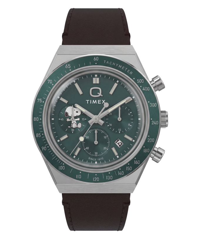 Peanuts® x Q Timex Chronograph 40mm Leather Strap Watch