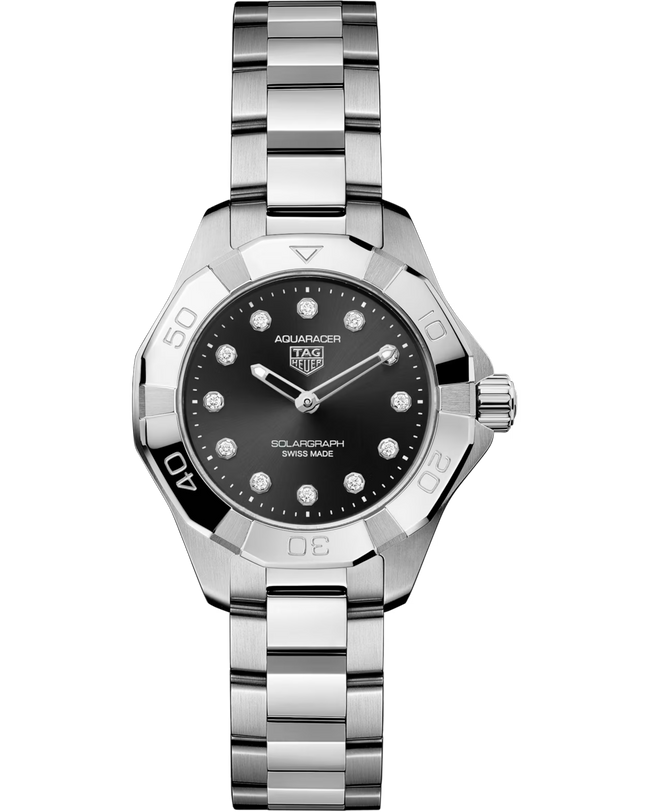 Aquaracer Professional 100 Solargraph | 28mm, Steel, Black Dial, Womens Watch