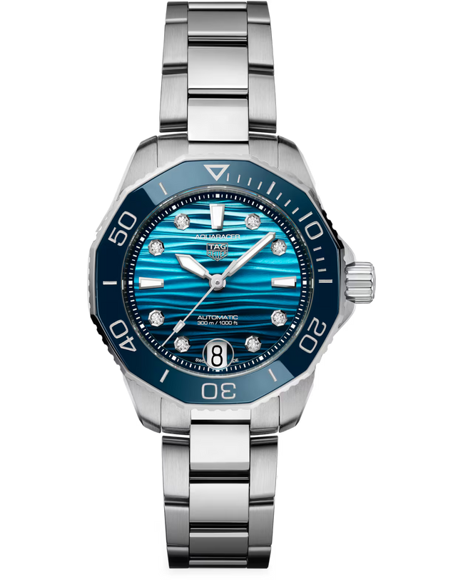 Aquaracer Professional 300 Date | 36mm, Steel, Blue Dial, Unisex Watch