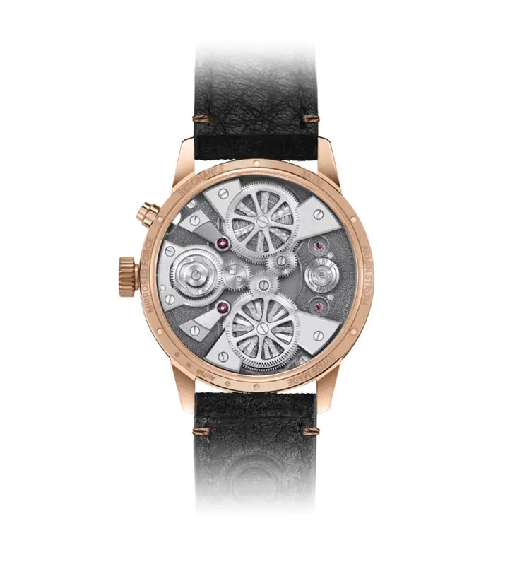 Mirrored Force Resonance First Edition | 43mm, 18K Rose Gold, Leather, Black Dial