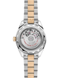 OMEGA Seamaster Aqua Terra 150M 30mm, Moonshine™ gold on Steel Watch, with a transparent caseback on a Moonshine™ gold on Steel integrated two-tone bracelet.