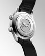 The back of the Longines Legend Diver watch features an engraved diver alongside technical specifications.