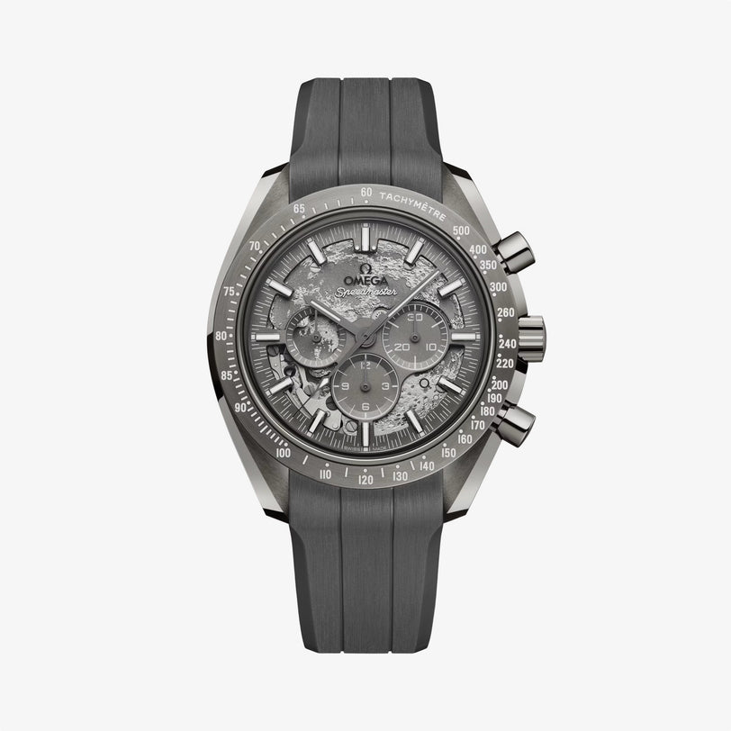 OMEGA Speedmaster Dark side of the Moon grey watch with rubber strap