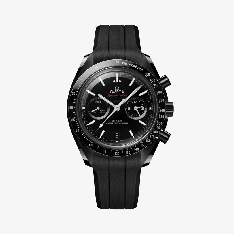OMEGA Speedmaster Dark Side of the Moon black watch with black rubber strap and white details