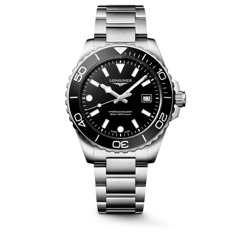 HydroConquest | 42mm, Stainless Steel, Black Dial