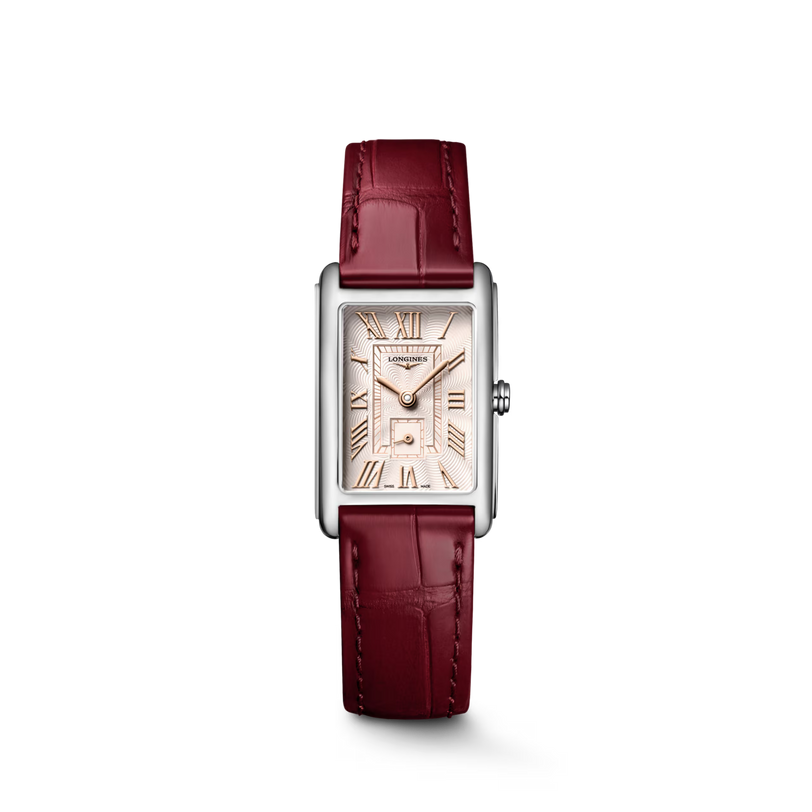 DolceVita | 32mm, Stainless Steel, Ivory Rose "flinqué" Dial, Maple Red Alligator Strap, Womens Watch