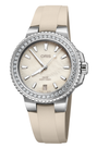 Oris Aquis Date Diamonds with cream mother of pearl dial and a rubber strap