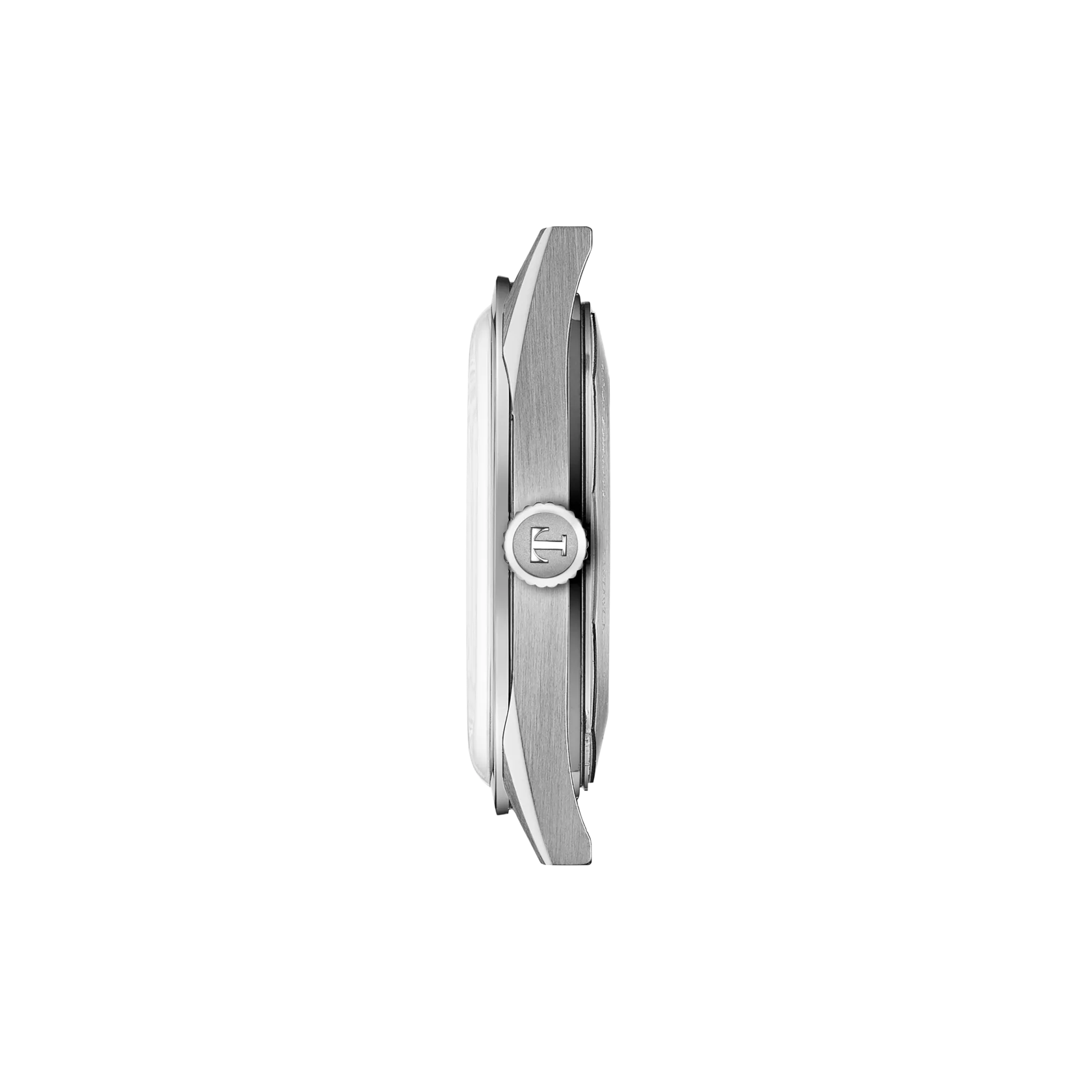 Visodate 39 watch with brushed metal case and circular dial, shown from the side.