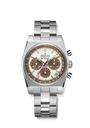 Silver watch with brown face on a white background