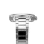 Side view of the OMEGA Seamaster Aqua Terra 150M stainless steel watch with a metal link band, visible crown, and 8900 calibre movement on a white background.