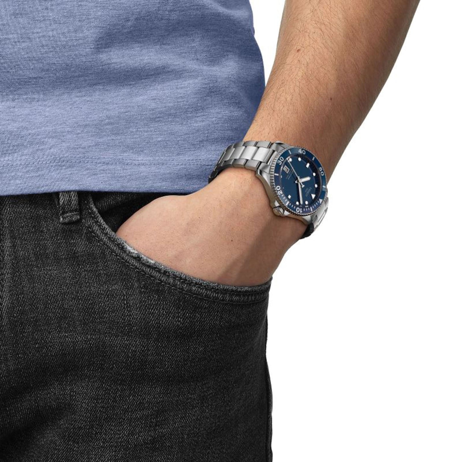 Wrist with the Tissot Seastar 1000