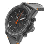 Tissot Supersport Chrono Basketball Edition: black chronograph wristwatch with orange accents, black leather strap, and tachymeter bezel.