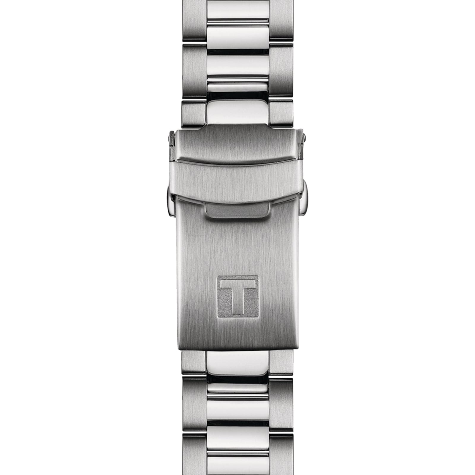 Stainless steel bracelet with folding clasp and engraved T logo, crafted for the Tissot Seastar 1000 Powermatic 80, combines elegance with water resistance for the ultimate automatic timepiece.