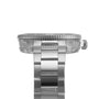 Side view of the Tissot Seastar 1000 Powermatic 80 automatic watch with a stainless steel link band, showcasing its bezel, crown, and case against a white background. Notable for its impressive water resistance, ideal for daily wear.