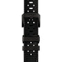Black Tissot Seastar 1000 Powermatic 80 watch strap with a textured pattern, perforated holes, and a black metal buckle shown from above—ideal for upgrading your Tissot automatic timepiece.