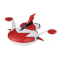Tissot PRX UFO Robot Grendizer: Red and white toy spaceship featuring circular wings and a central fin, displayed on a plain white background.