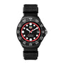 TAG Heuer Formula 1 Solargraph with black strap, red and black bezel, and date display at 3 o’clock.