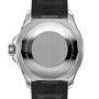 The back of the Breitling Superocean Automatic 42 features engravings, a brushed center, and comes with a black rubber strap, powered by the Breitling 17 calibre.