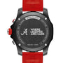 Back view of the Breitling Endurance Pro 44 The University Of Alabama® watch with red straps, engraved with the Alabama A logo and Where Legends Are Made, crafted in lightweight Breitlight®.