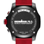 The back of the Breitling Endurance Pro 44 IRONMAN® 70.3 World Championship 2024 watch with a red strap features special markings and text, signifying it as one of only 300 limited editions powered by Caliber 82.