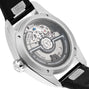Close-up of the Zenith Pilot Automatic wristwatch’s back, revealing its mechanical movement through a transparent case back.
