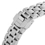 Close-up of the TUDOR Royal stainless steel bracelet with clasp, showcasing the engraved TUDOR logo and polished-brushed links—an automatic sport-chic watch designed for advanced technical performance.