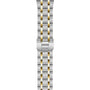 The TUDOR Royal bracelet features a clasp and alternating gold and stainless steel links, designed to complement TUDOR’s contemporary watch collections.