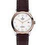 The TUDOR 1926 is a wristwatch featuring a white dial, brown leather strap, gold-tone markers, and a date display.
